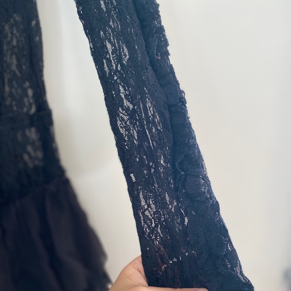 Free People Black Two-tiered Dress Lace embroidery - Picture 11 of 15